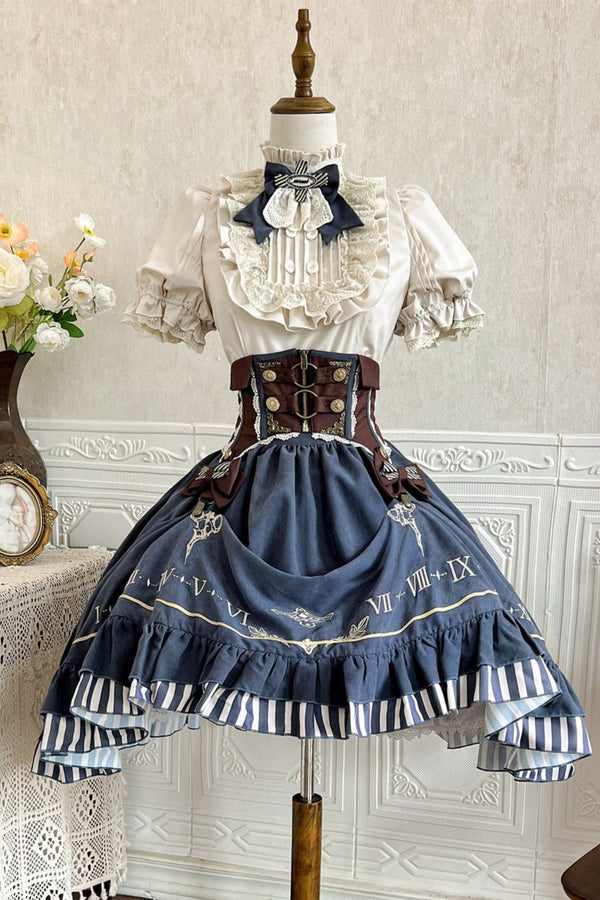 [Reservation product] Steampunk Style Lolita Skirt With Shirt And Belt