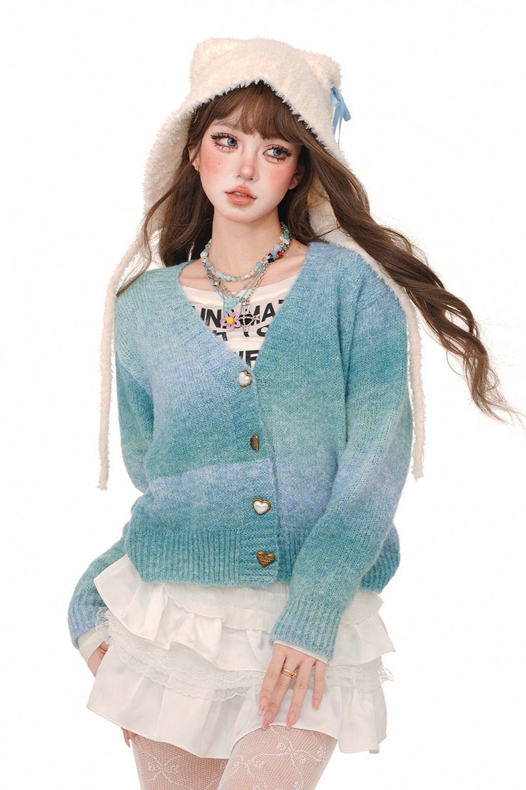 Gentle Wind Blue Smudge Cardigan