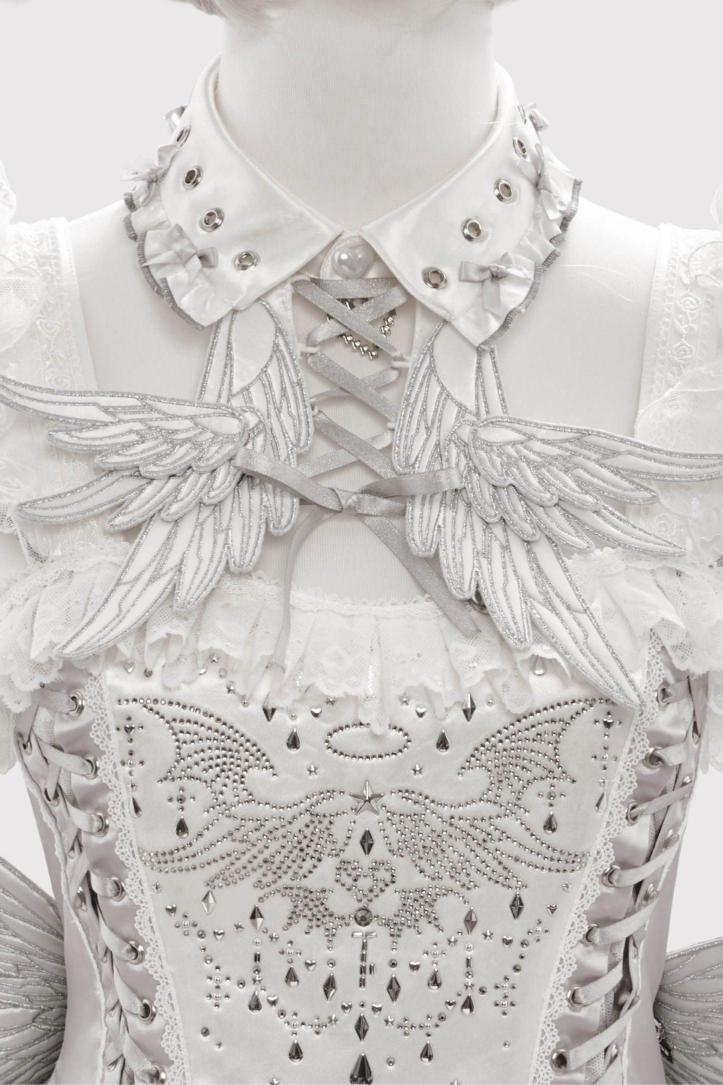 天使の羽刺繍シャツカラー