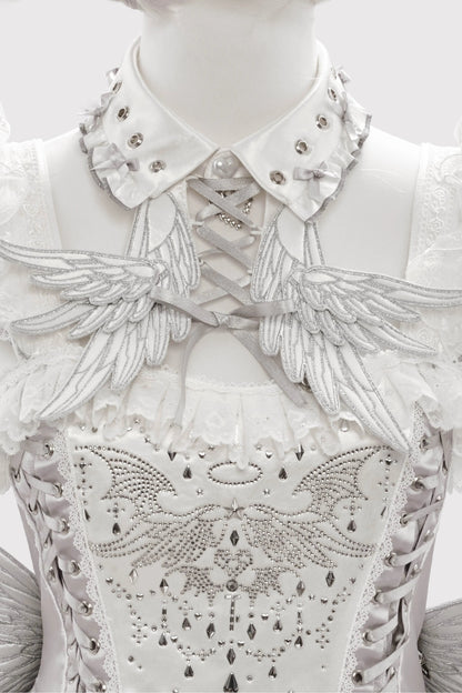 天使の羽刺繍シャツカラー