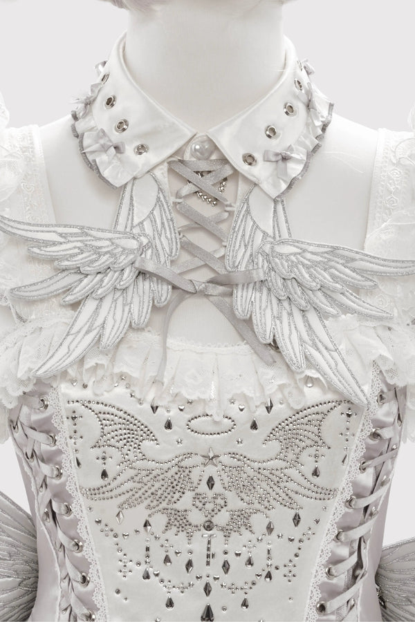 天使の羽刺繍シャツカラー