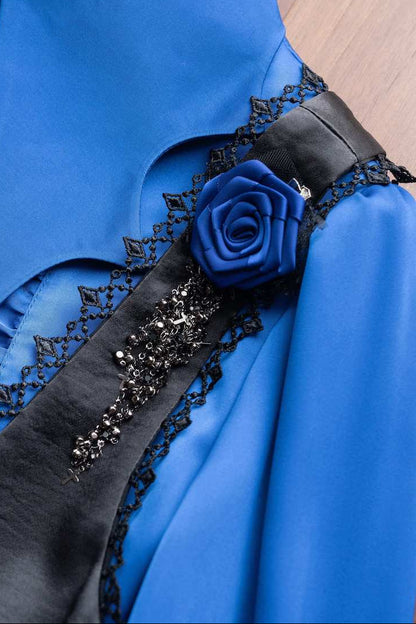 [Vorbestellfrist 19. Juni] Blau x Schwarz/Blau x Weiß Schädel-Rosen-Gothic-Lolita-Serie Accessoires (Haarband, Rosenbrosche, Schädel-Hand-Kettenclip)