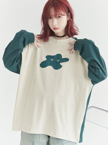 Contrast Color Raglan Sleeve Long T