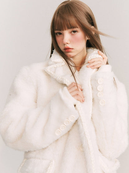 Snow Macaron Wool Fur Jacket