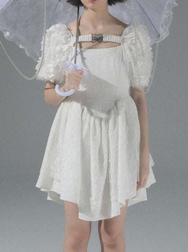 ピュアディザイアメタルハートボリュームパフスリーブドレス