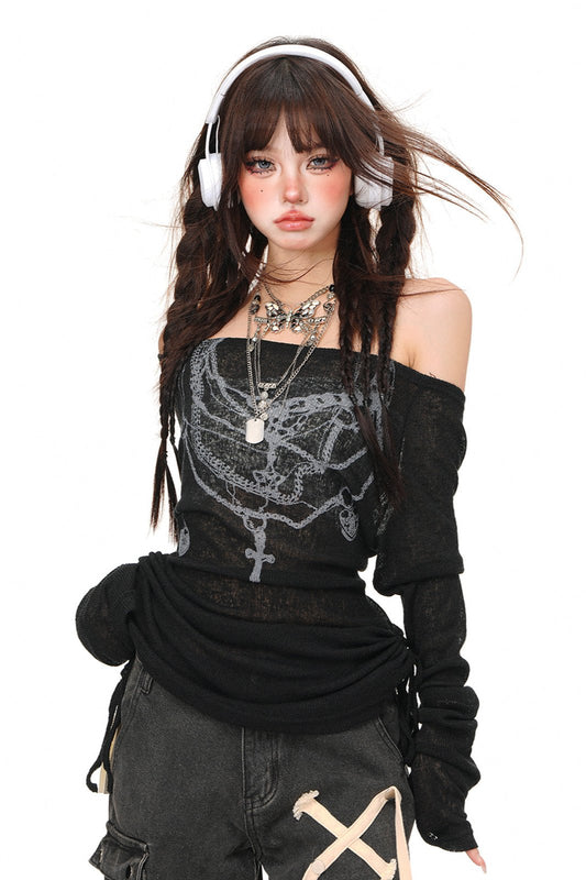 ソーニーショルダーシアースモックトップ