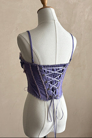【9月13日予約締切】Purple/Dark Purple Gothic Lolita Elegant Iris Dress Top & Bustier & Skirt Set 1/2+ Full Set