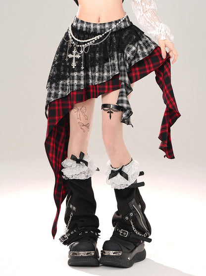 Girl Check Rock Asymmetrical Skirt