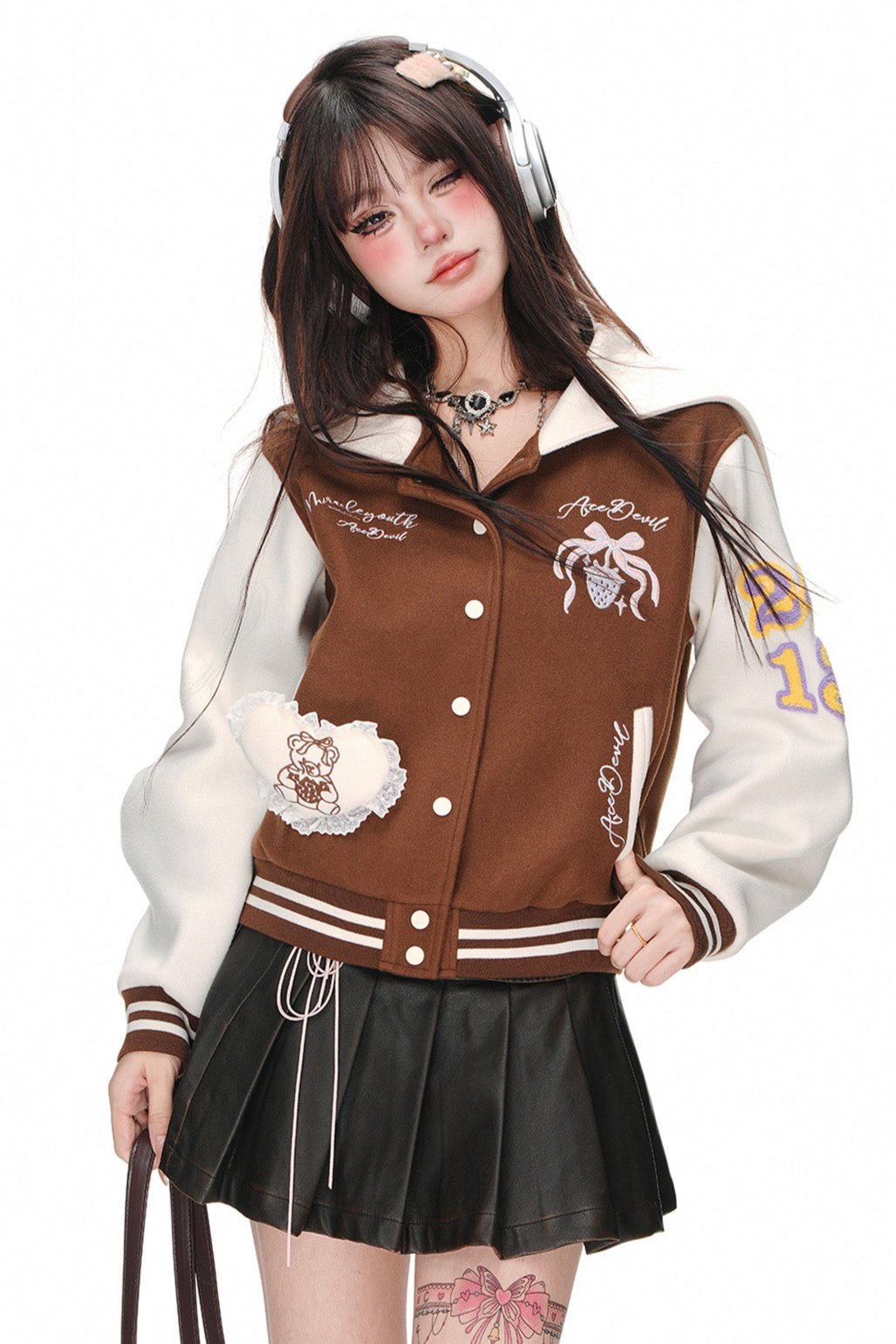 College Style Skinny Baseball Jacket