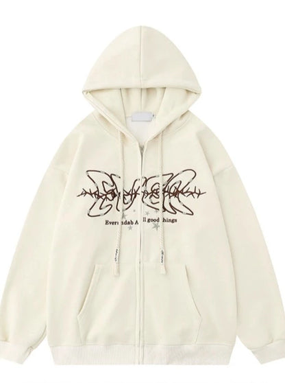 American Retro Letter Hooded Over Hoodie