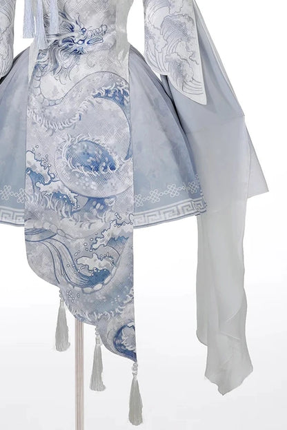 [Reservierungsschluss am 3. November] Neues asymmetrisches Panel-Kleidset im Chinese-Lolita-Stil mit Drachenmotiv und Quasten