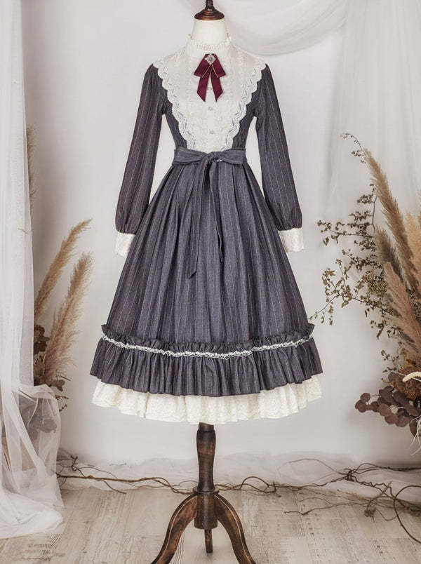 Classical Stripe Volume Lolita Dress [Reserved Product]