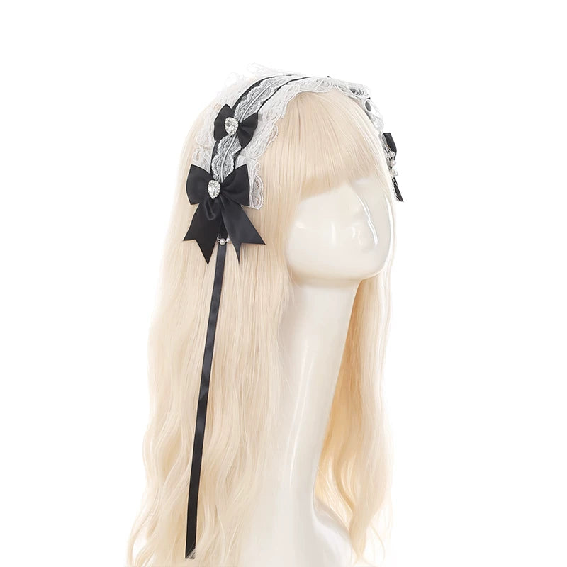 Striped Lace Dark Kawaii Dress + Shorts + Headdress