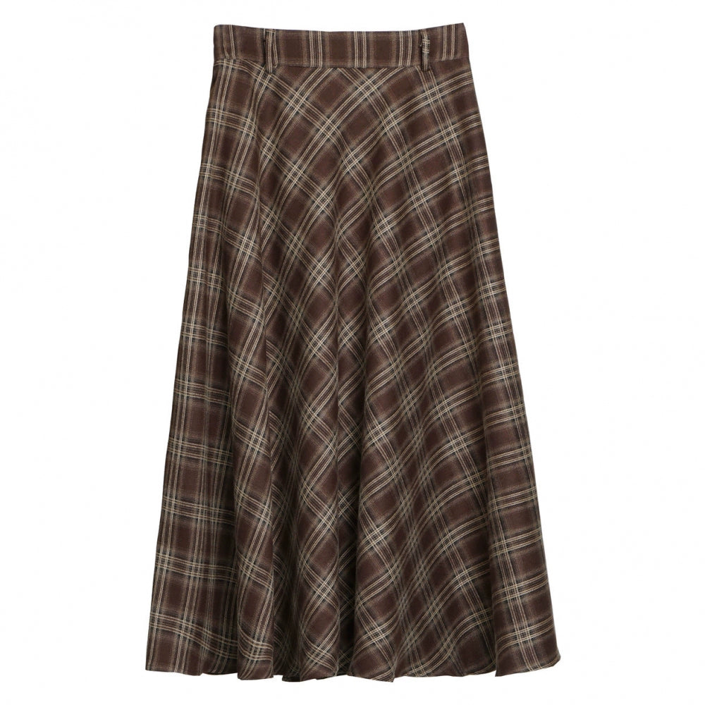 メープルトレンチコート+フードトップス+チェックスカート+シャツドレス