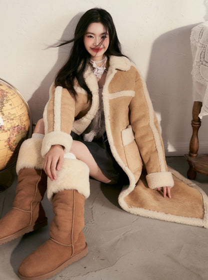 Snow Mouton Fur Long Coat