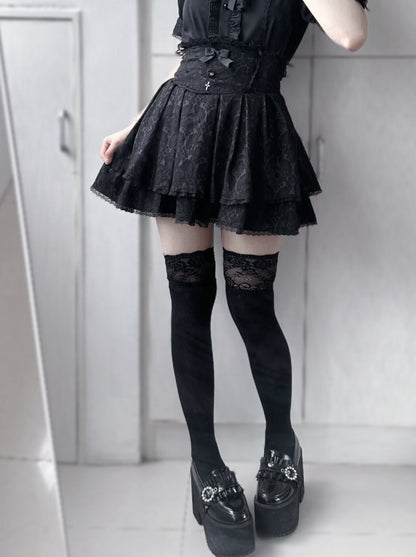 Dark Cape + Flared Skirt