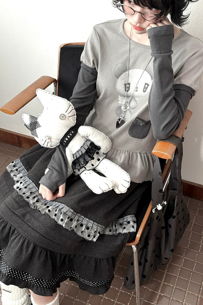 Angel Bear Top + Flare Skirt