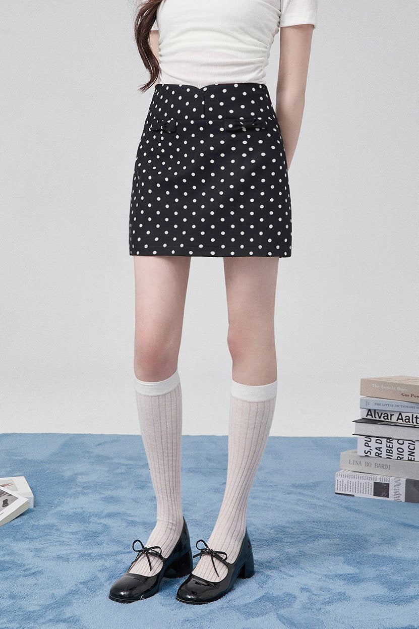 High Waist Dot Skirt