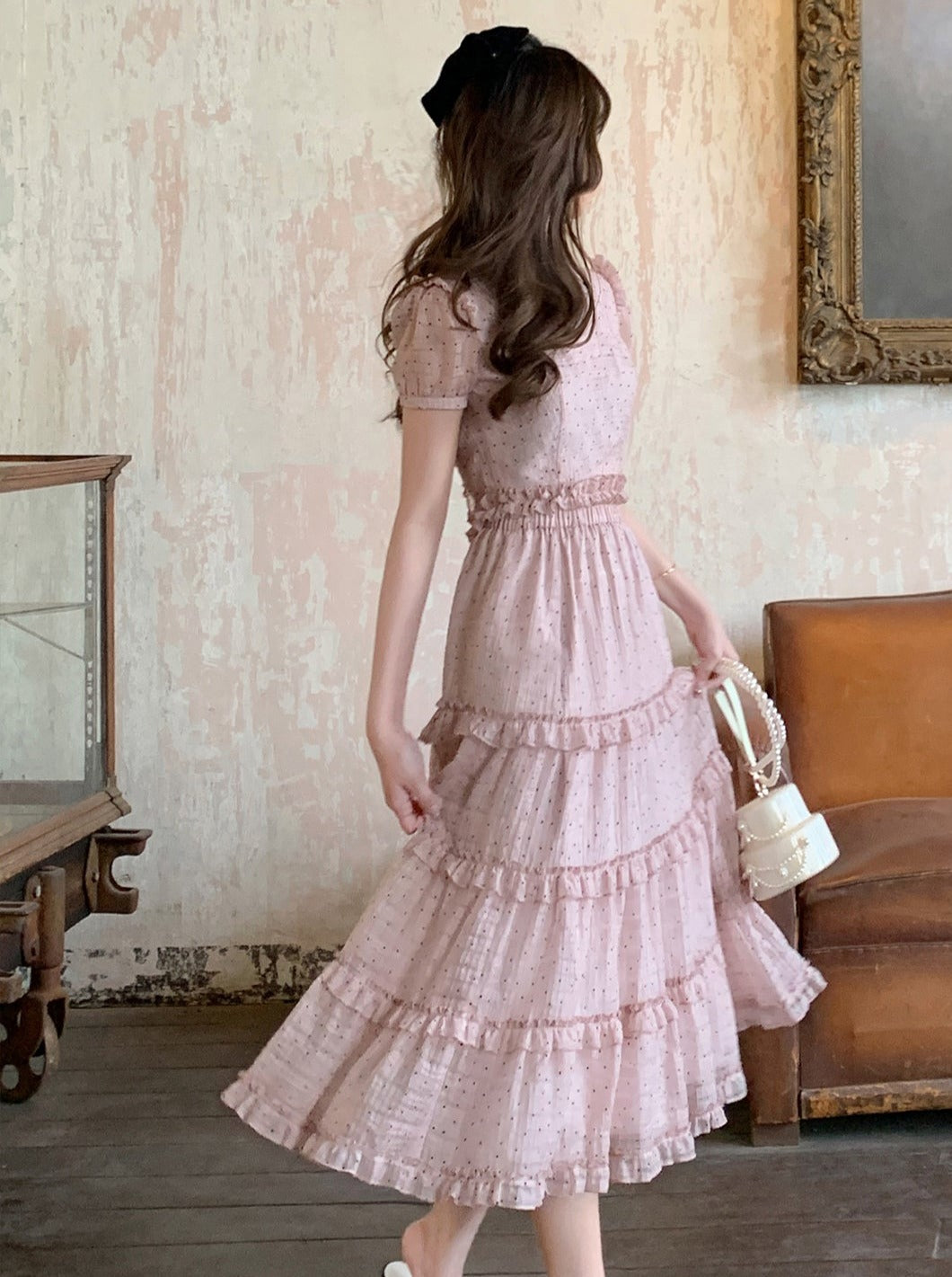 [Reservations] Dusty Pink Ruffle Top + Pink Tender Cake Long Skirt