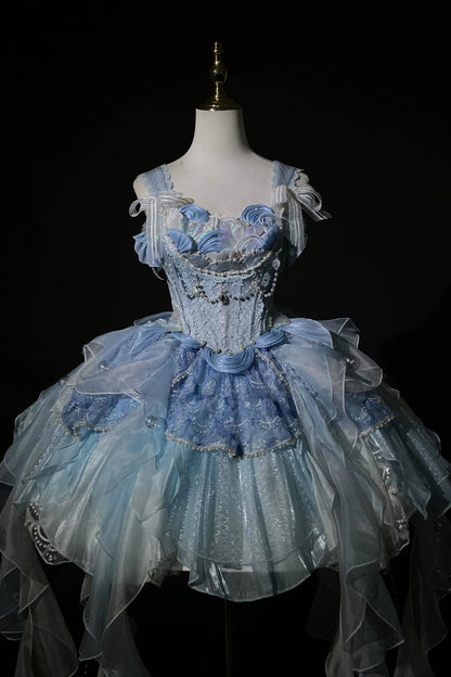 Mermaid Chiffon Lolita Dress + Crown + Headband + Sleeves