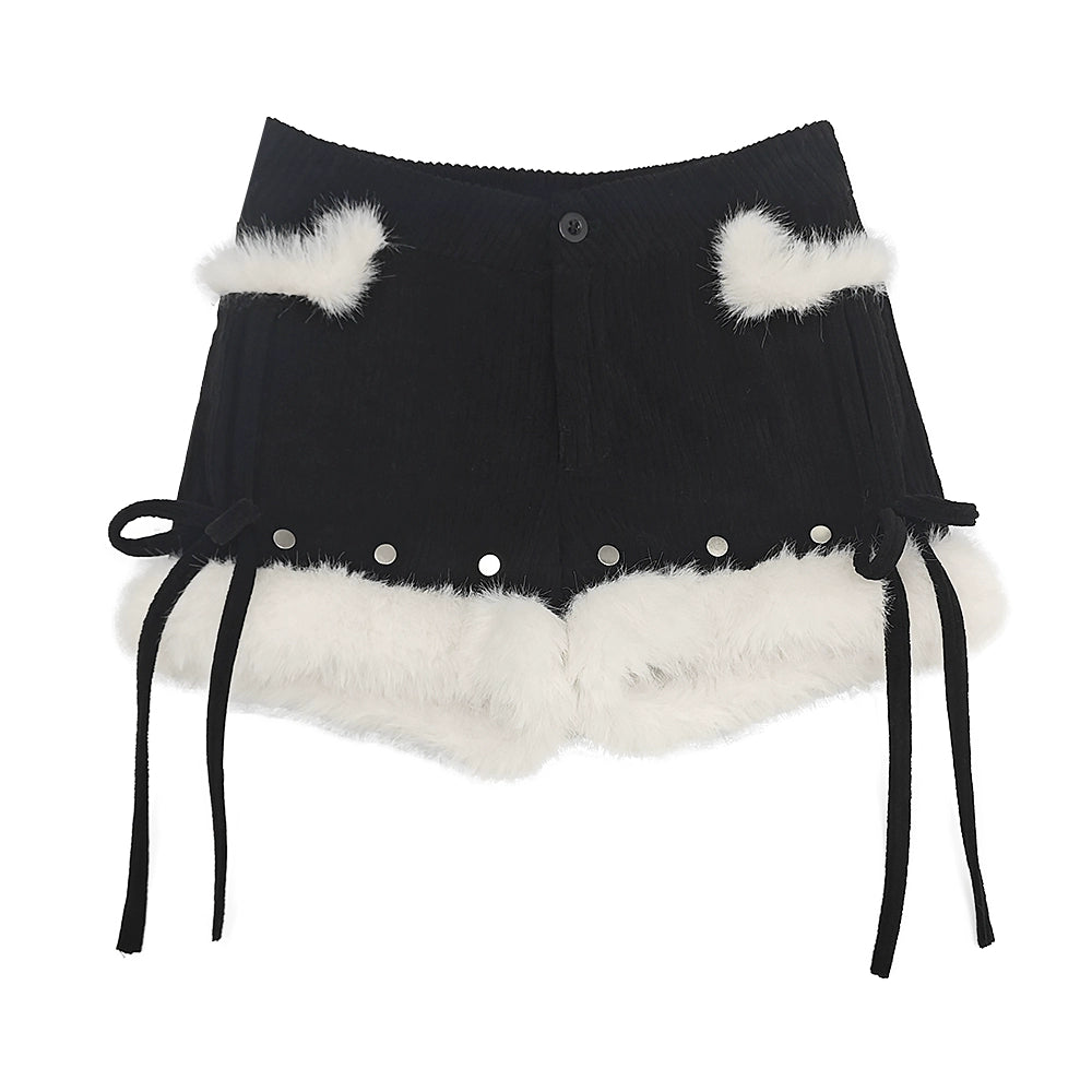 コーデュロイプラッシュファーショートパンツ