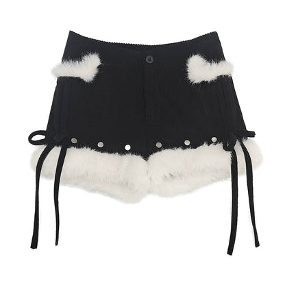 コーデュロイプラッシュファーショートパンツ