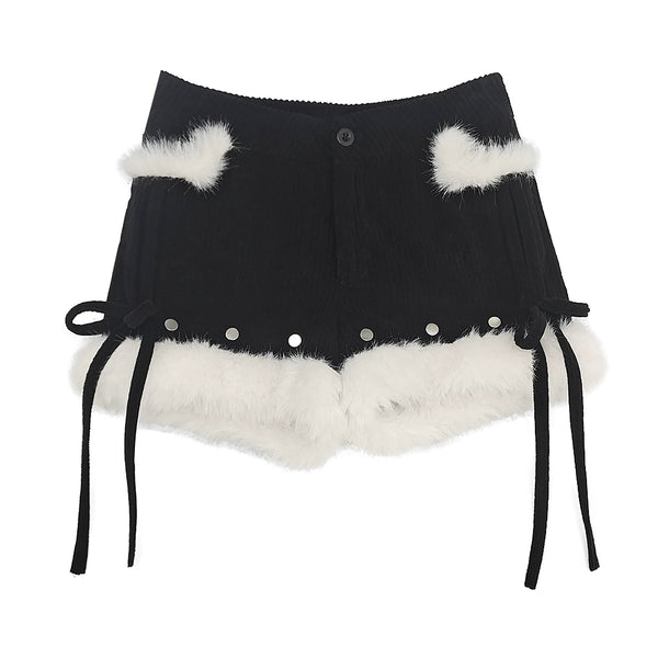 コーデュロイプラッシュファーショートパンツ