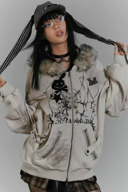 ラビットイヤーフードジップパーカー