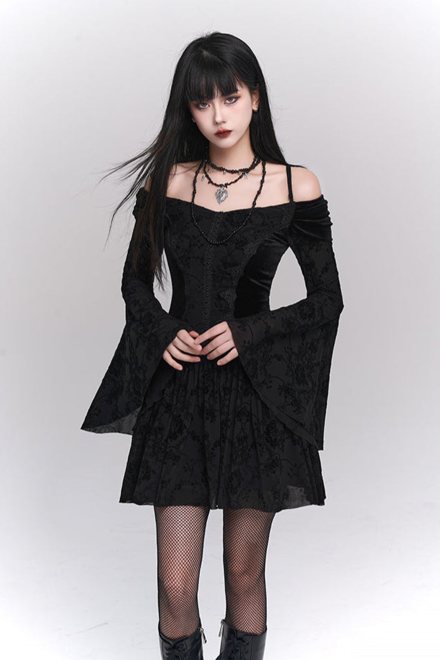 Wrap Sleeve Off Shoulder Mode Dress