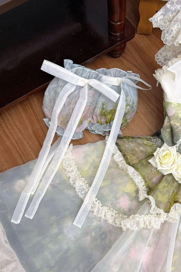 【8月23日予約締切】Elegant Forest Floral Oil Painting Print Classical Lolita series accessories（Back ribbon train・detachable sleeves）