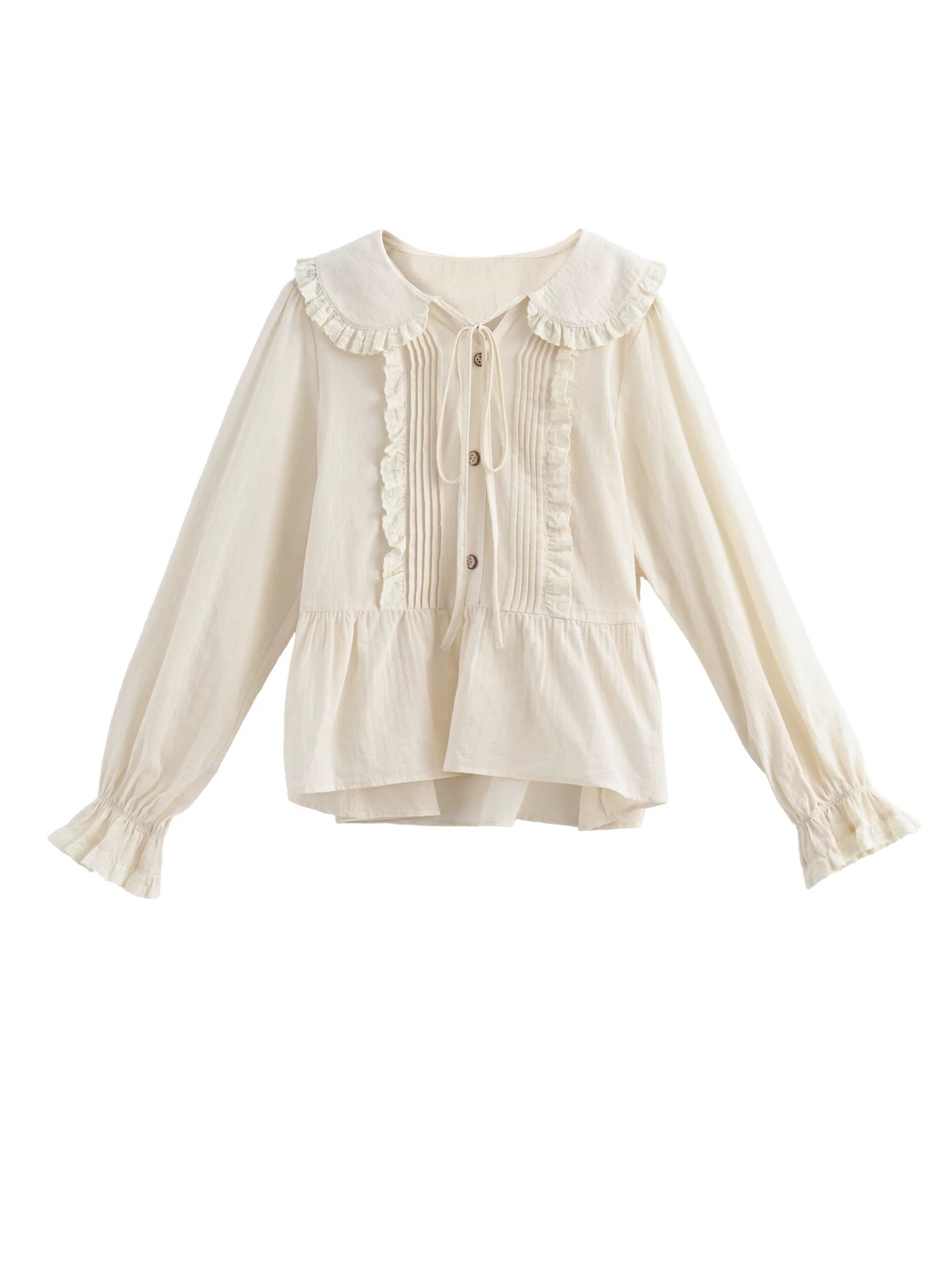 Reine Baumwollbluse mit Puppenkragen