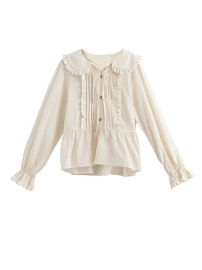 Reine Baumwollbluse mit Puppenkragen