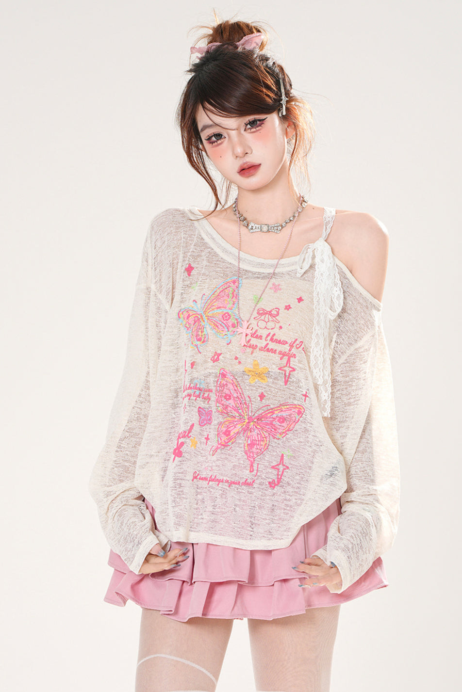 フロスティングバタフライスモックトップス