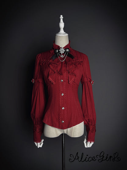 【2月23日予約締切】ドーンブレイカーゴシックフリルスタンドカラージャカードリボンシャツ