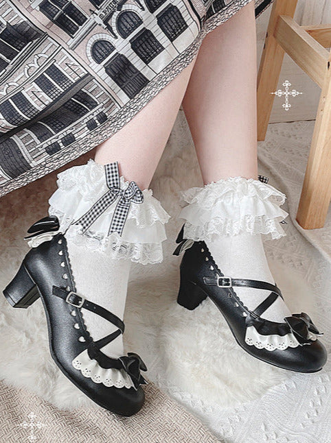 Lolita Original Elegant Lace Mid Heel Shoes