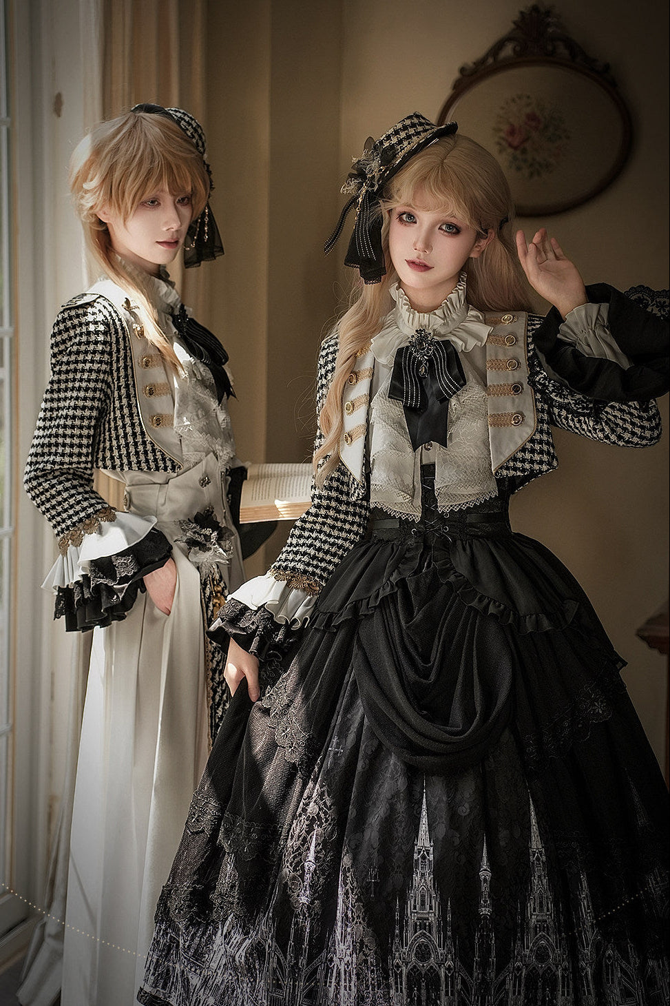 【予約商品】チャーチクワイアゴシックロリータハウンドストゥースドレスアンドプリンススーツフルセット＋コンプリートセット＋ハット