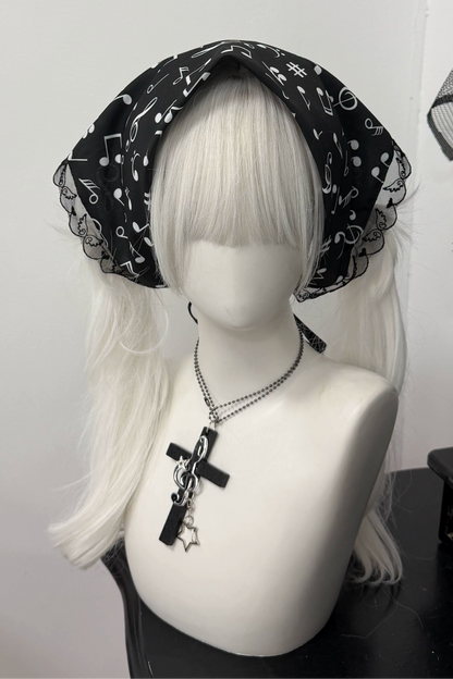 Musiknoten-Spitzen-Kopftuch