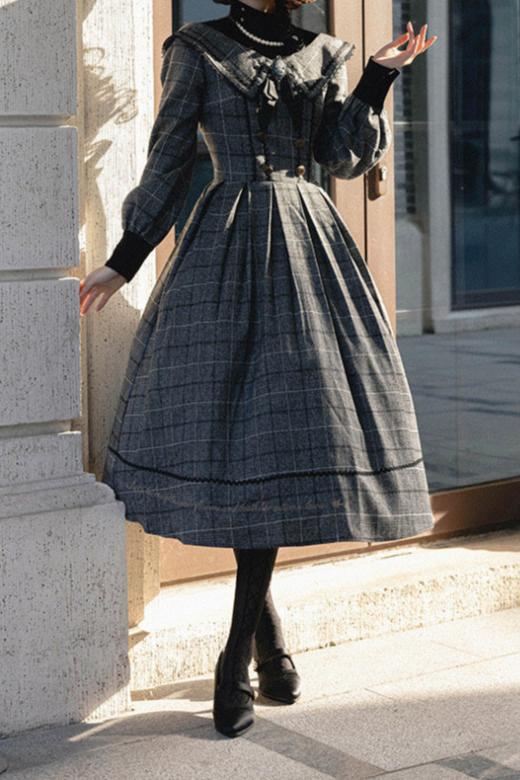 [Reservation product] Fontaine Brokrassical Elegant Check Layered Dress