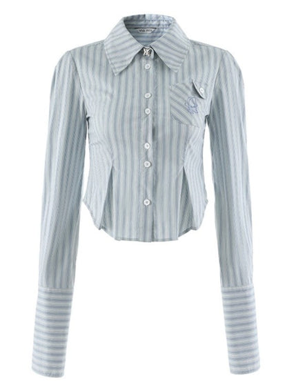 Striped slim short shirt