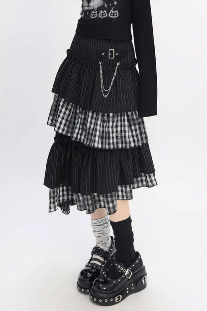 ティアードアシメチェックスカート
