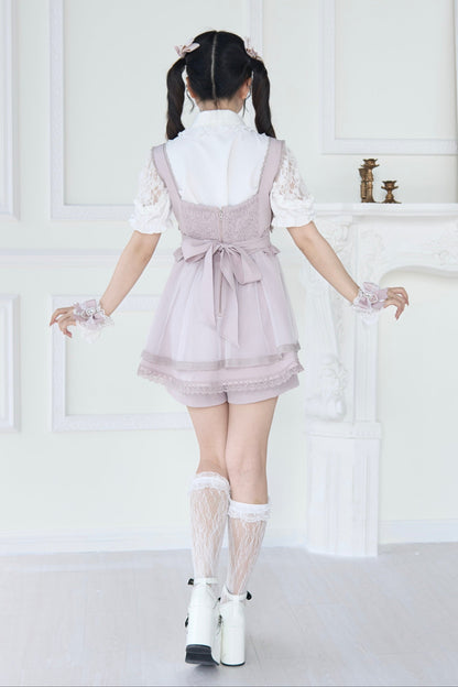 【予約商品】スプレシアーレーススリーブリボンシャツ＋ストラップビスチェドレス