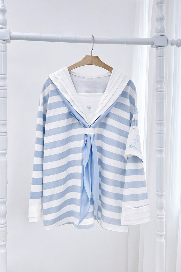[Angel Neighborhood👼] [Reserved Item] Striped Sailor Collar Subculture Tops + Half Pants