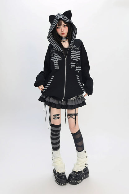 Border Hooded Cat Hooded Hoodie