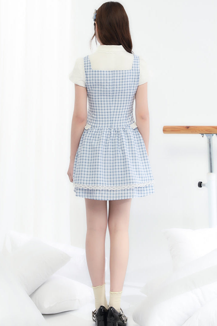 Sweet College Blue Check Dress