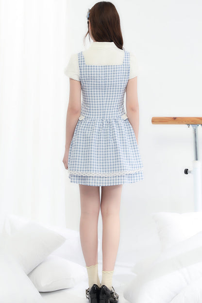 Sweet College Blue Check Dress