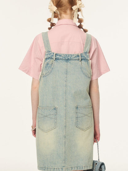 Denim Loose Suspender Skirt