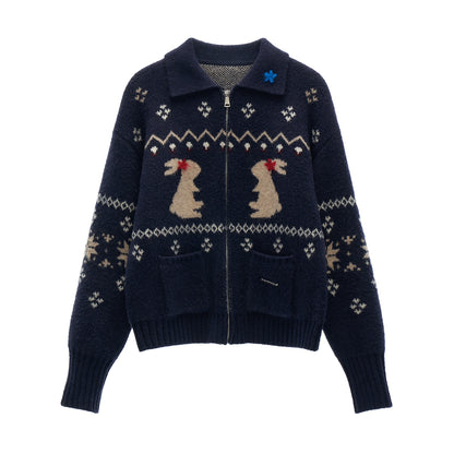 スノーフレークラビットニットカーディガン