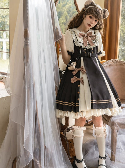 Schokolade mädchenhaftes Retro Lolita Kleid