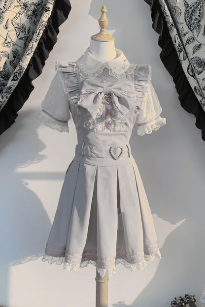 [Vorbestellartikel] Girly-Jirai-Kleid mit Perlen und Spitze