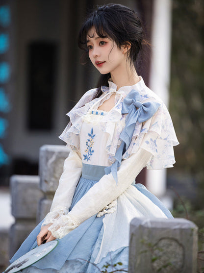 Robe deux pièces brodée irrégulière en faux chinois